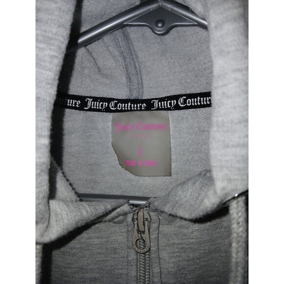 Juicy Couture Sport Hooded Jacket Womens Large Gray Full Zip Drawstrings 38×24 - Picture 3 of 16